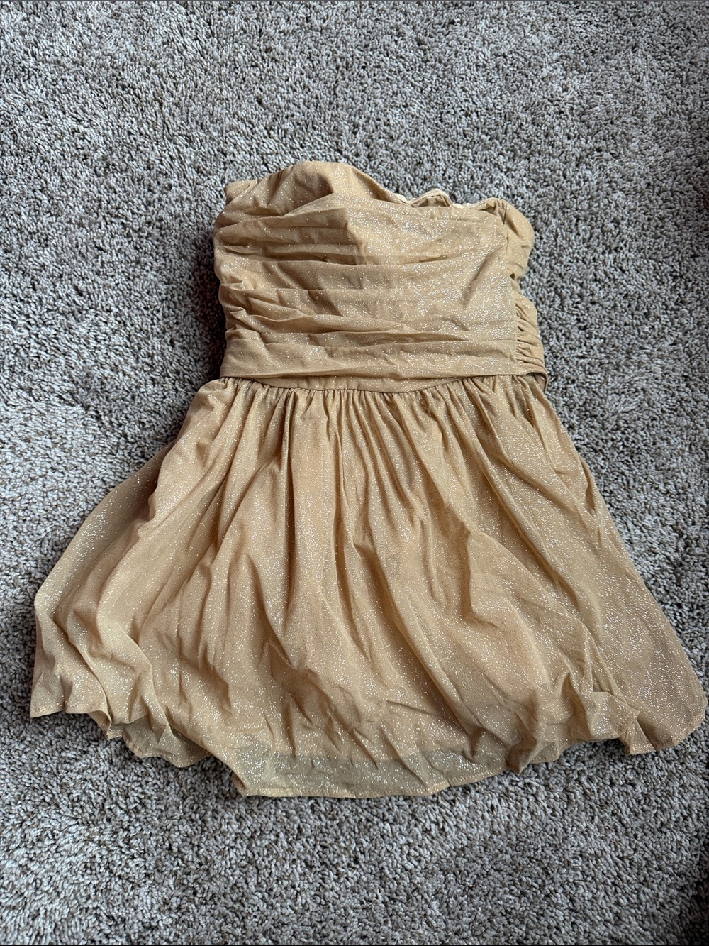 BABYBOO Katrina Mini Dress — Strapless Gold Shimmer Formal Dress